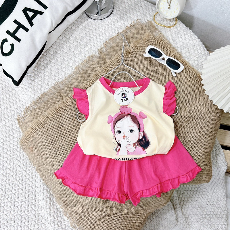 Set bộ cotton mềm mát cho bé gái