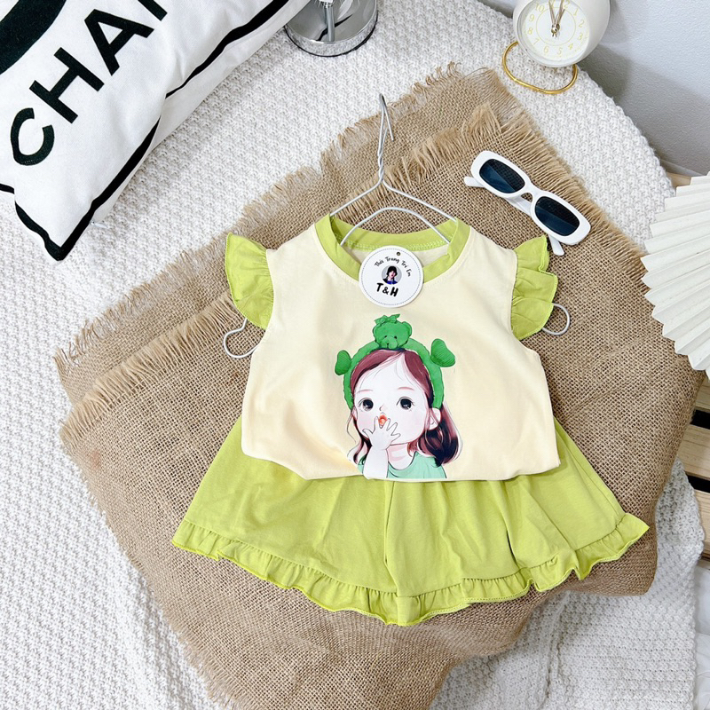 Set bộ cotton mềm mát cho bé gái