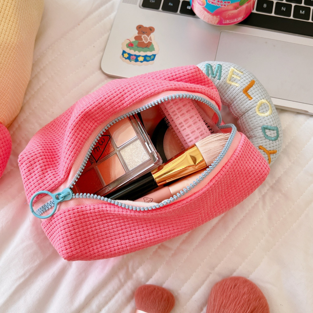 Túi Đựng Mỹ Phẩm Du Lịch Quai Cầm Tay Đồ Makeup Pouch Chần Bông Cỡ Lớn Melody