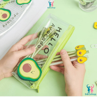 Túi đựng bút trong suốt quả bơ cute, túi đựng đồ dùng học tập dễ thương văn phòng phẩm phong cách đơn giản