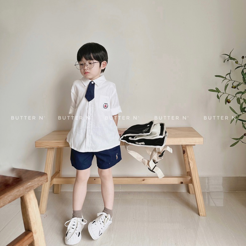 Sơ Mi Trắng Cà Vạt Ambb Cho Bé