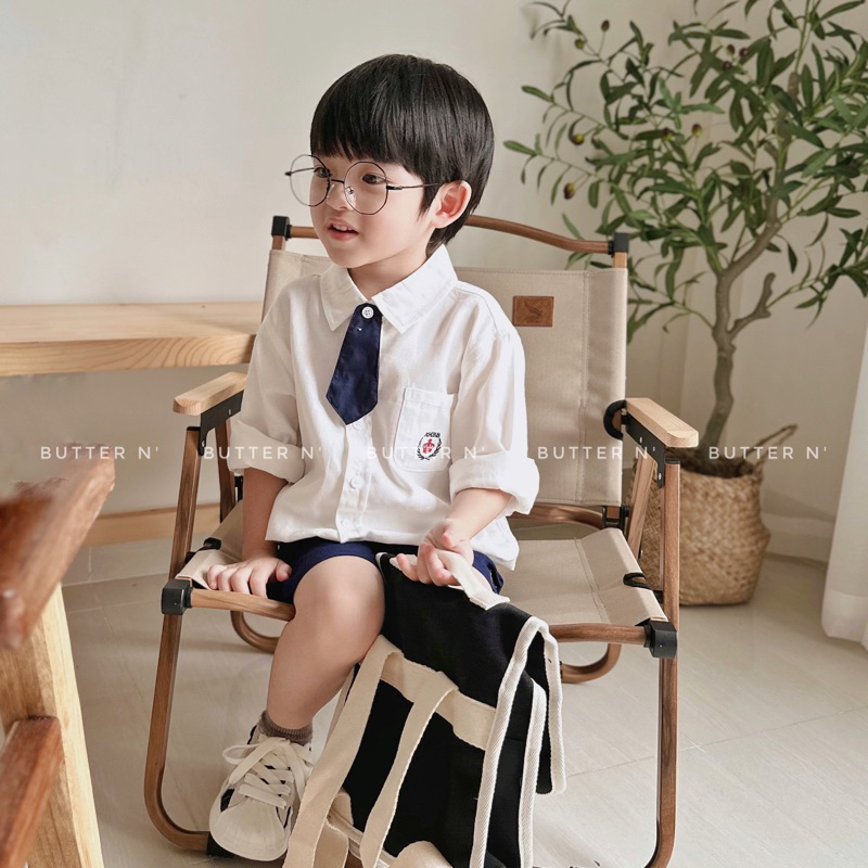 Sơ Mi Trắng Cà Vạt Ambb Cho Bé