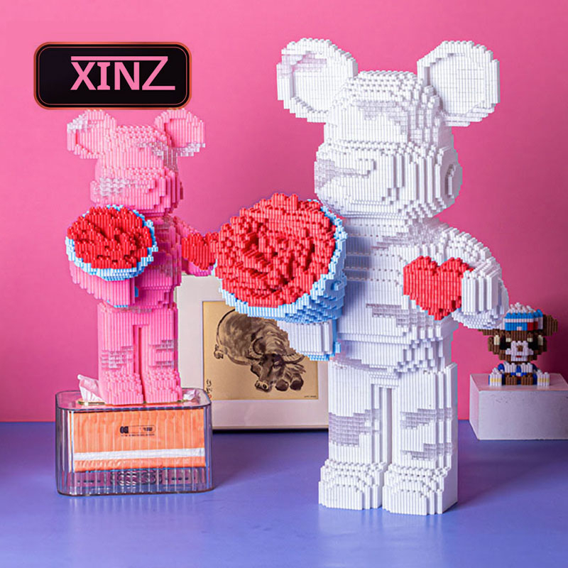 Lego mô hình lắp ráp gấu bearbrick 35cm XINZ đồ chơi xếp hình hình chú gấu bằng nhựa ABS cao cấp