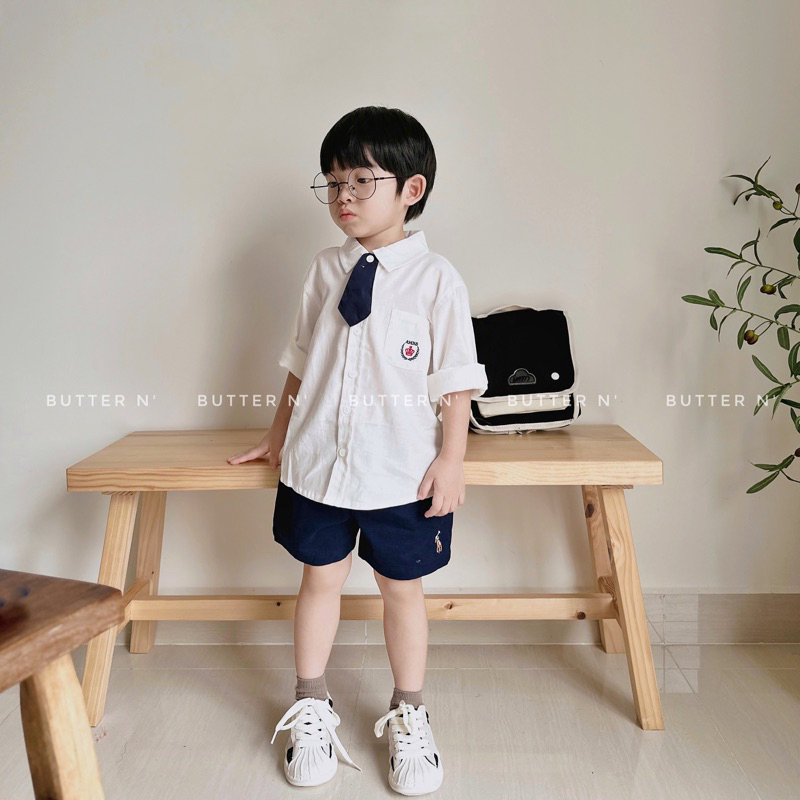 Sơ Mi Trắng Cà Vạt Ambb Cho Bé