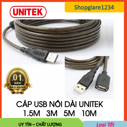 Cáp USB Nối Dài UNITEK 1M8 - 3M 5M - 10M Chính Hãng 100%, Full Box- Bảo Hành 12 Tháng - 1 Đổi 1