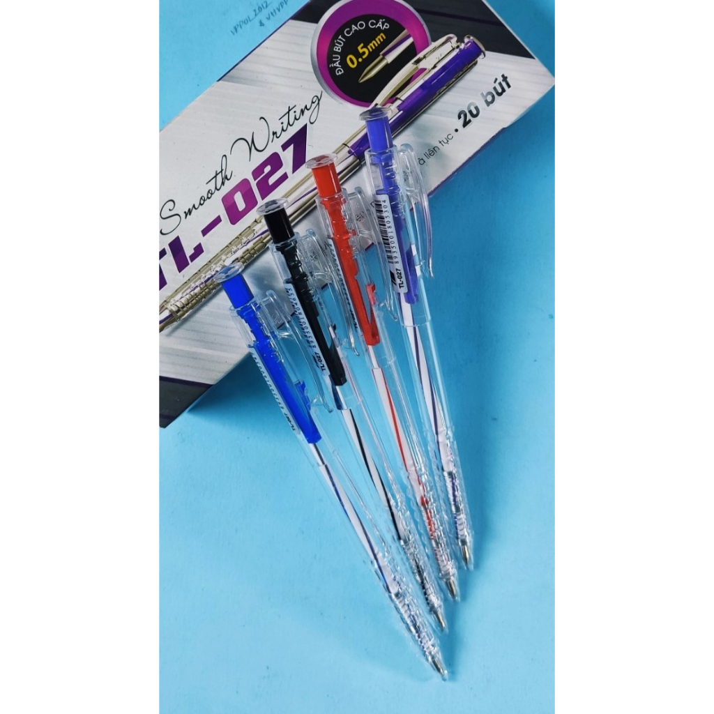 TL027 Bút bi THIÊN LONG Mực Xanh, Đen, Đỏ và Tím 0.5mm