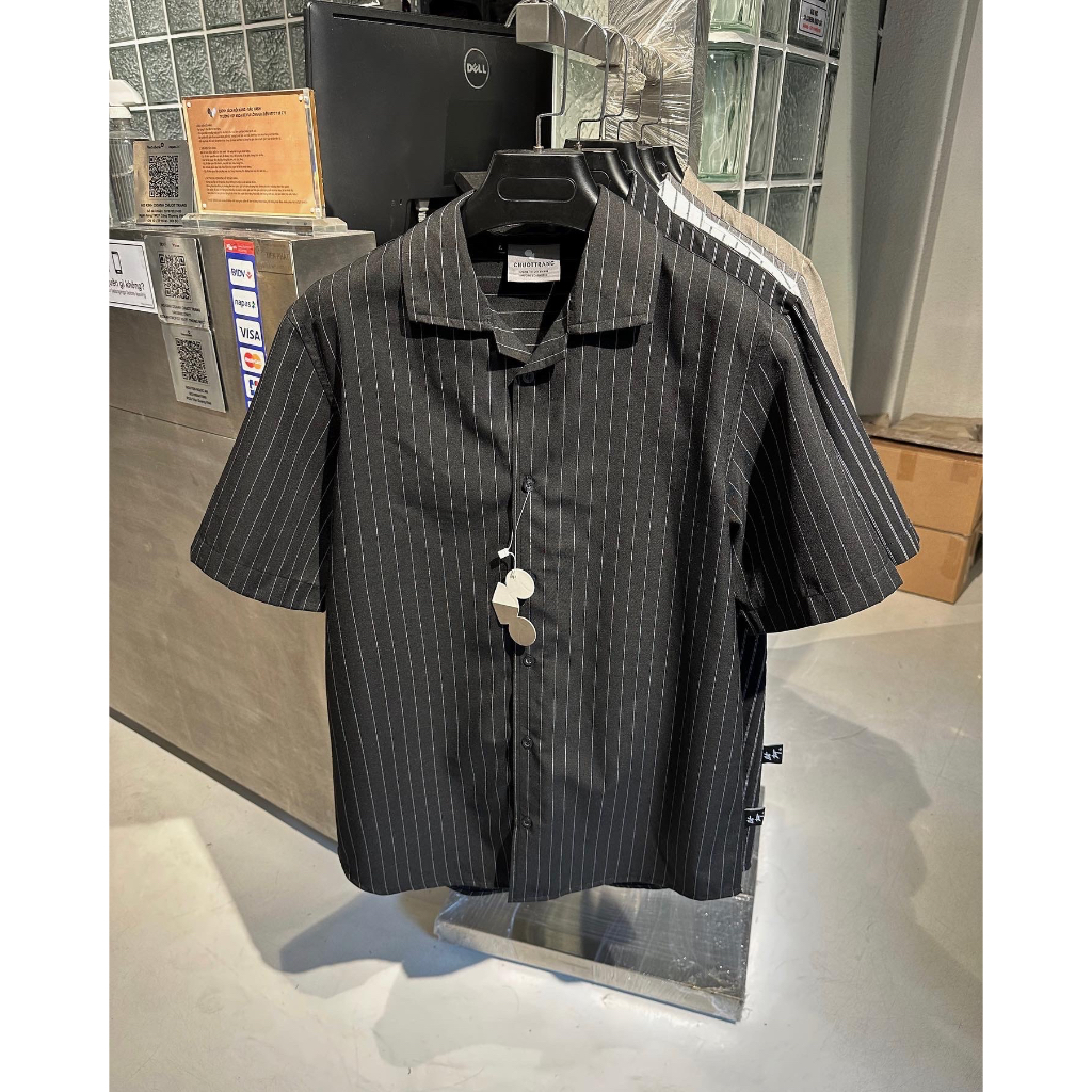 ÁO SƠ MI sọc tay ngắn CLASSIC STRIPE CHUỘT TRẮNG