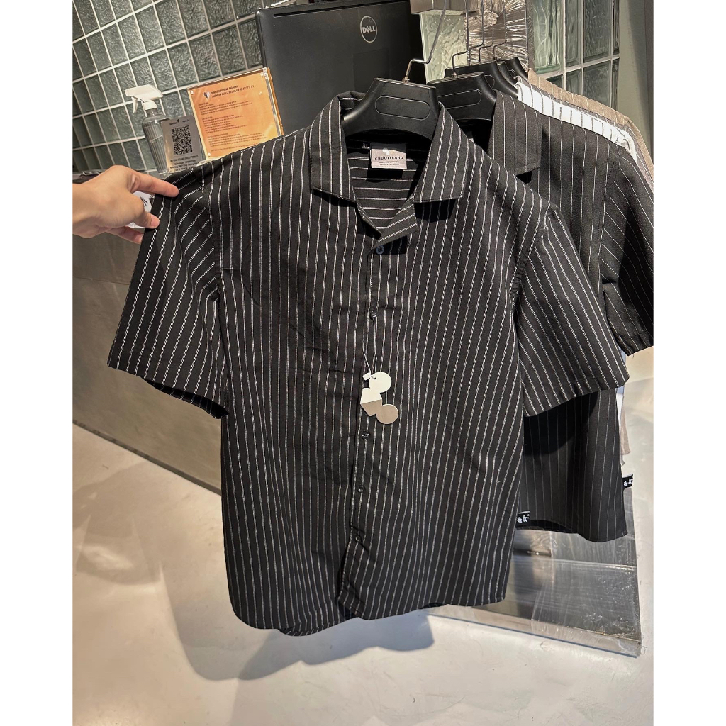 ÁO SƠ MI sọc tay ngắn CLASSIC STRIPE CHUỘT TRẮNG