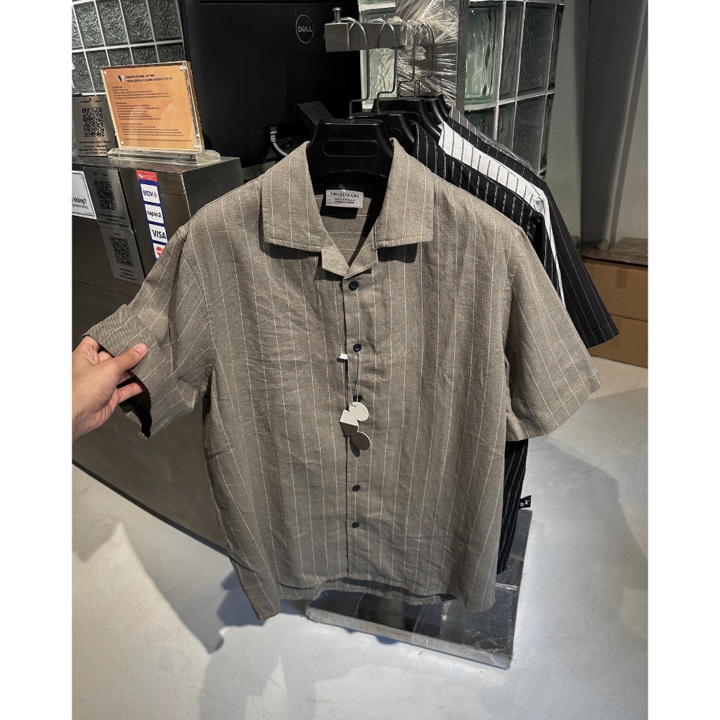 ÁO SƠ MI sọc tay ngắn CLASSIC STRIPE CHUỘT TRẮNG