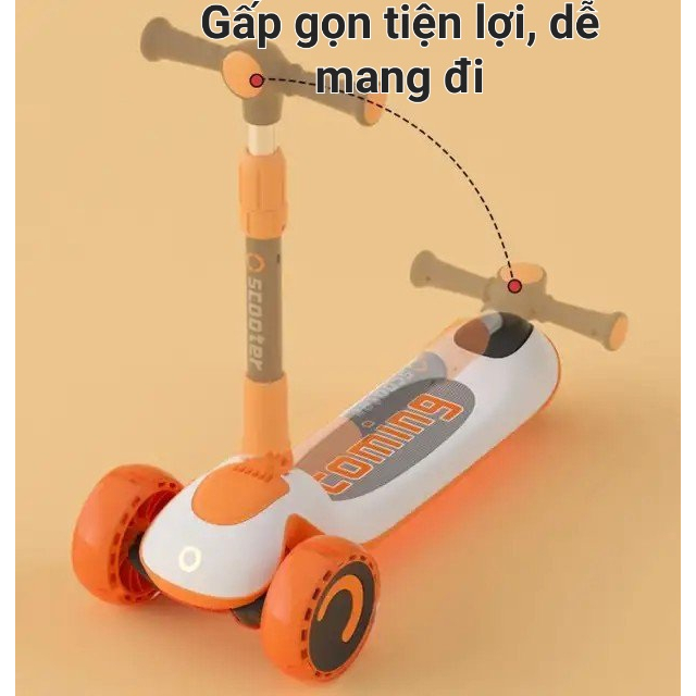 Xe chòi chân, xe trượt Scooter cho bé, hàng chính hãng SaSa, bánh phát sáng không Pin, phanh bánh sau an toàn, bền bỉ