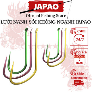 Lưỡi câu cá hợp kim không ngạnh siêu bền Japao lưỡi câu cá nanh sói hợp kim mạ điện câu rô chép