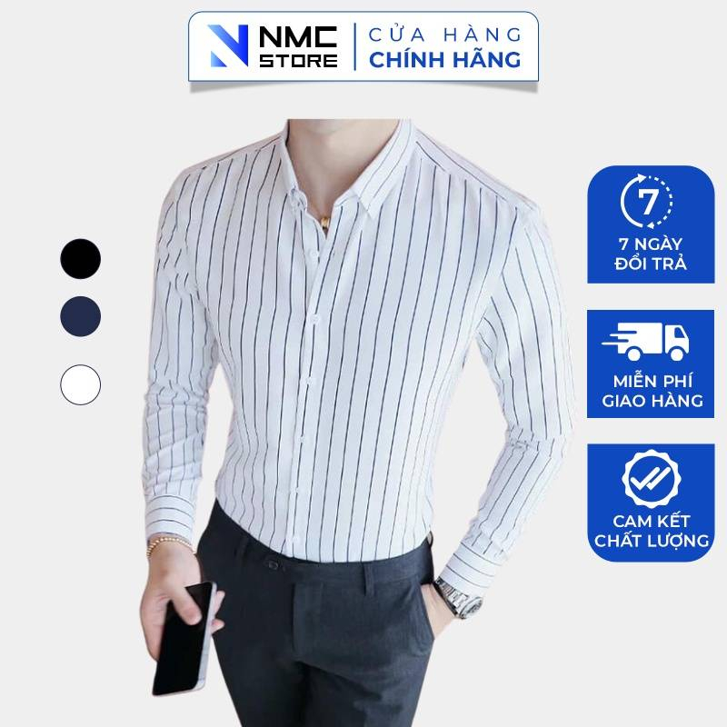 Áo sơ mi nam kẻ sọc chất liệu dày dặn cao cấp - NMC STORE