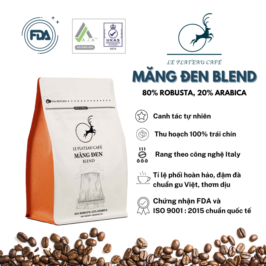 Cà phê Măng Đen Blend, cà phê Le Plateau - cà phê dạng bột nguyên chất 250gram
