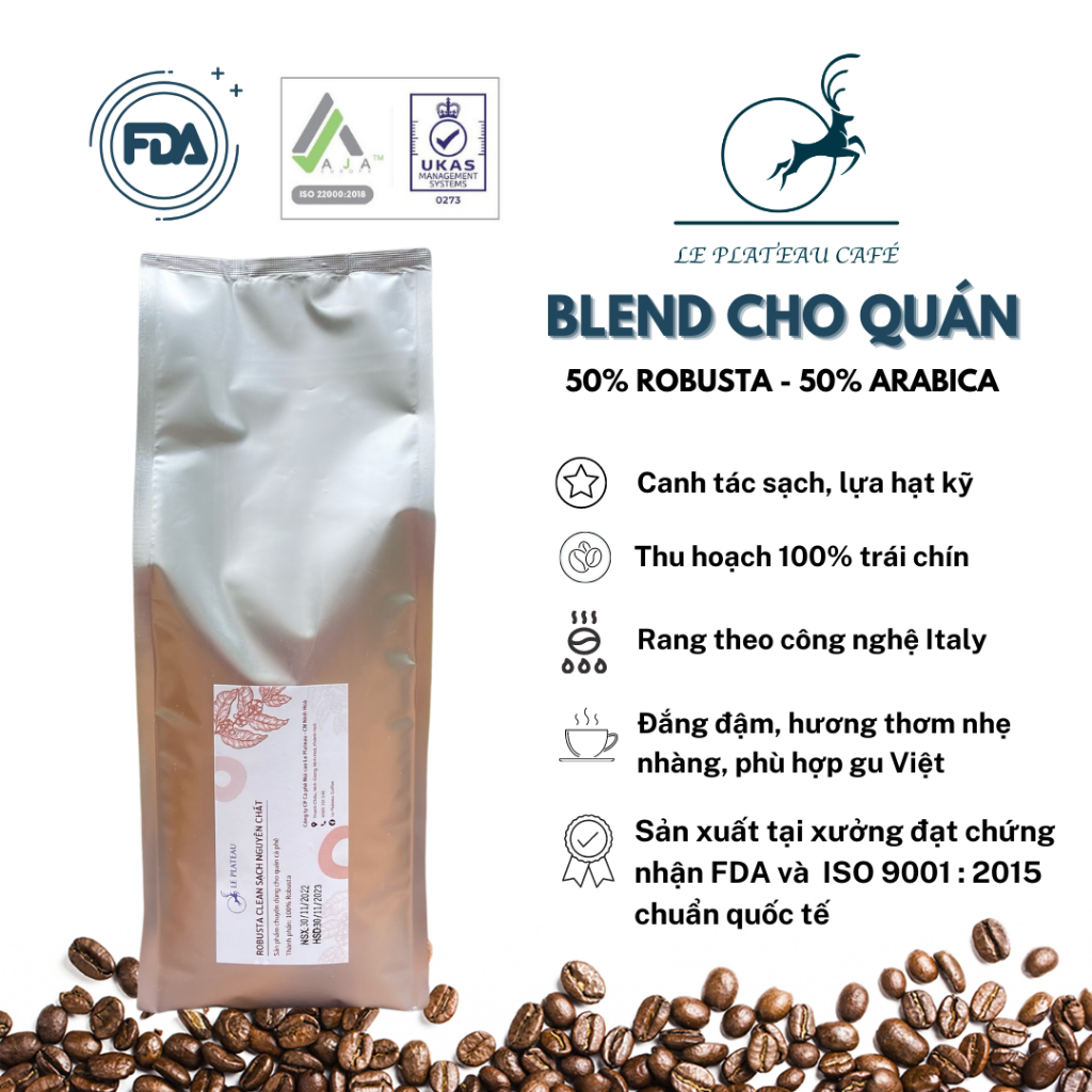 Cà Phê Blend Núi Cao Le Plateau giá rẻ, ngon, vị đậm đà vừa phải - Nên Dùng Cho Quán - 70% Robusta và 30% Arabica sạch