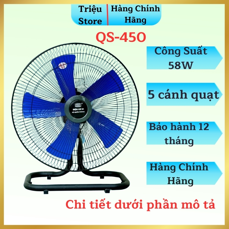 Quạt sàn chân quỳ ĐIỆN CƠ 91 Qs400 và Qs450 sải cánh 40cm và sải cánh 45cm, bảo hành 12 tháng