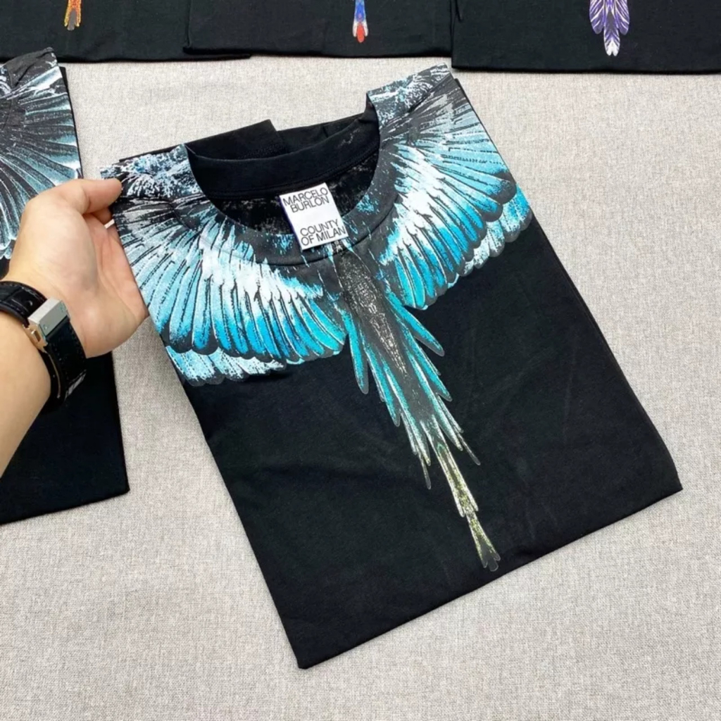 Áo Thun burlon in họa tiết cánh chim đại bàng chất cotton mát mẻ dáng rộng nam nữ