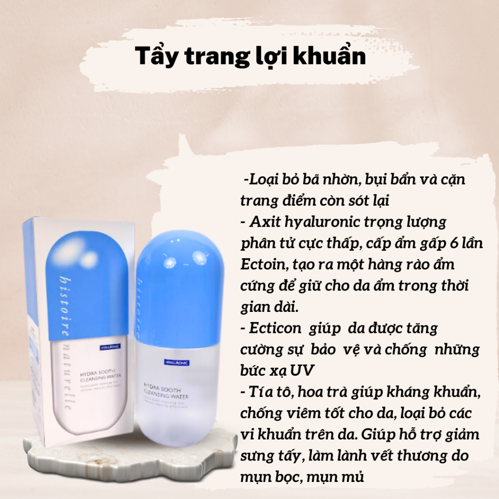Nước tẩy trang lợi khuẩn loại bỏ bụi bẩn, bã nhờn HYDRA SOOTH CLEANSING WATER 500ml HÂN KOREA