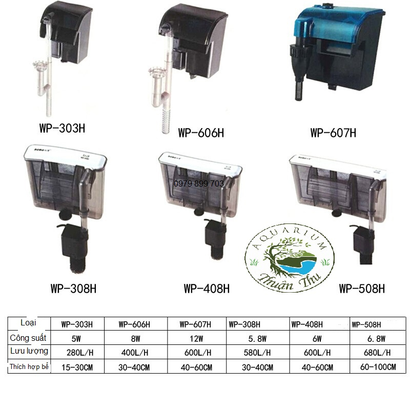 Máy Lọc Thác Lọc treo SoBo có kèm hút váng Sobo WP-308H_508H và 606H - 206H