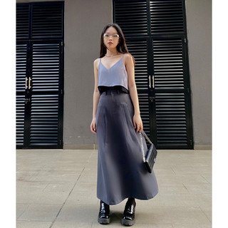 Chân váy xếp ly màu xám chì Cera