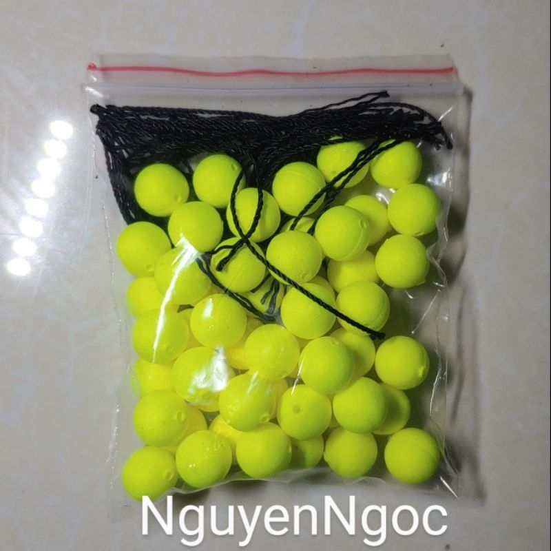 Túi 50 Hạt Bolie 8.5mm, 7.5mm, Kèm Dây Buộc Độ Lăng Xê, Hạt Xốp Câu Cá, Sốp Câu Cá, Boli.