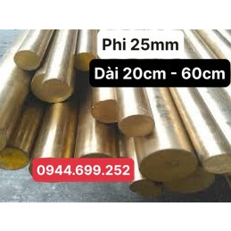 Đồng vàng tròn đặc, phi 25mm, dài 20cm - 60cm