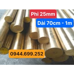 Đồng vàng tròn đặc, phi 25mm, Dài: 70cm - 1m