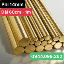 Đồng vàng tròn đặc, phi 14mm, dài: 60cm - 1m