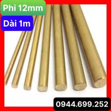 Đồng vàng tròn đặc, phi 12mm , dài: 1m