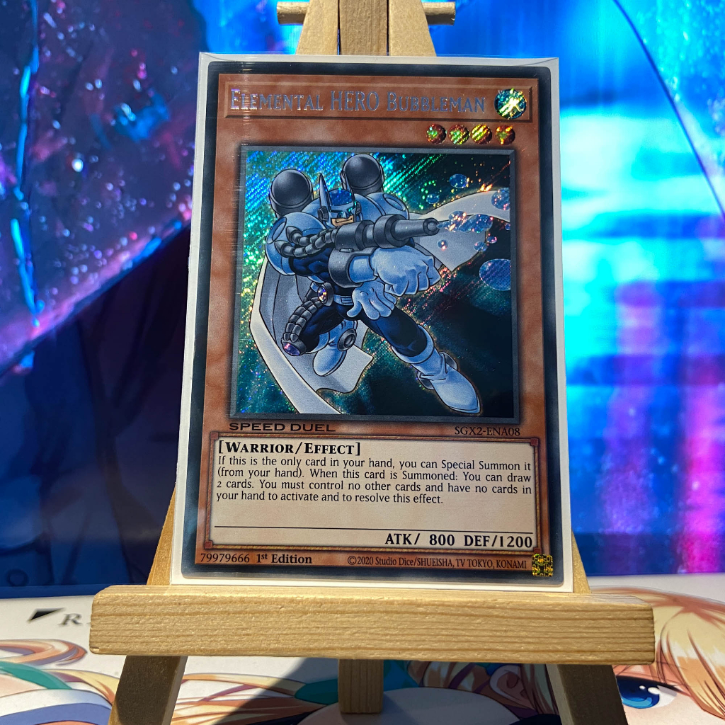 [ Bài Yugioh Chính Hãng ] Elemental HERO Bubbleman - SGX2-ENA08 - Secret Rare 1st Edition
