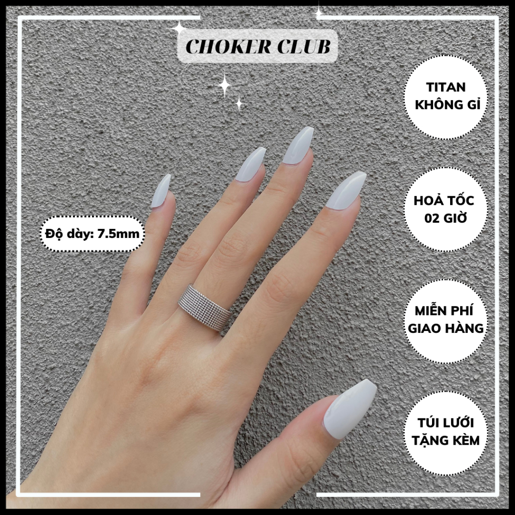 Nhẫn trơn bản to basic R004 Choker Club