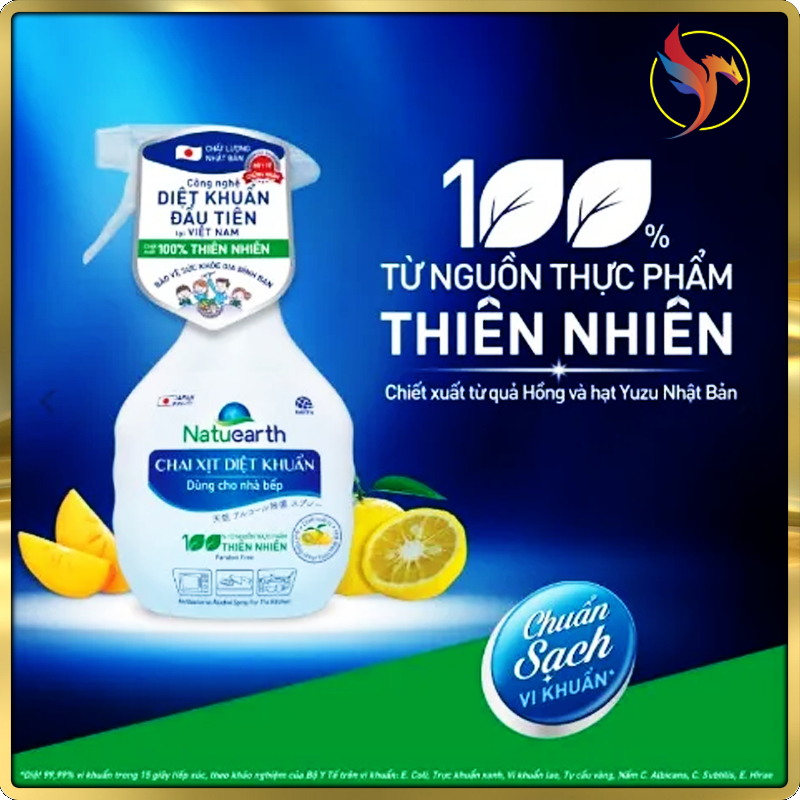 Diệt Khuẩn Natuearth Plus 410ml Chiết xuất 100% thực vật thiên nhiên khử khuẩn. Chai cồn xịt - Chất lượng Nhật Bản