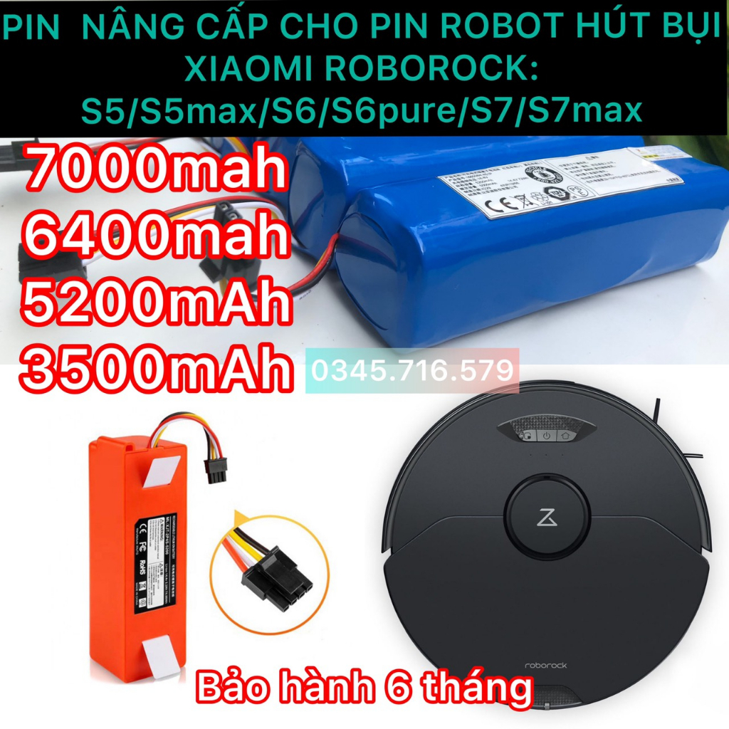 PIN KHỦNG 7000MAH NÂNG CẤP CHO PIN ROBOT HÚT BỤI XIAOMI CÁC LOẠI: ROBOROCK-DREAME-MIJJA-GEN-MOP,...