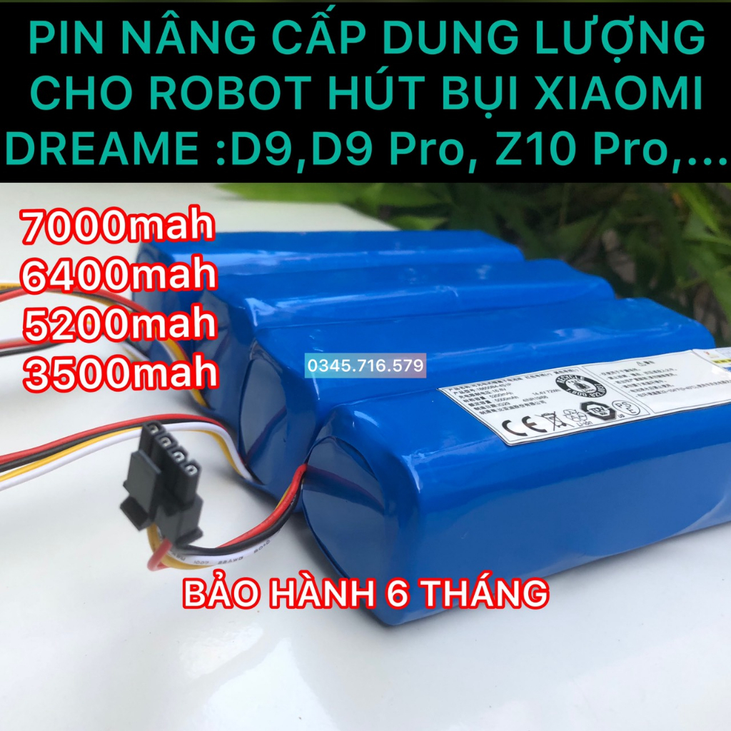PIN KHỦNG 7000MAH NÂNG CẤP CHO PIN ROBOT HÚT BỤI XIAOMI CÁC LOẠI: ROBOROCK-DREAME-MIJJA-GEN-MOP,...