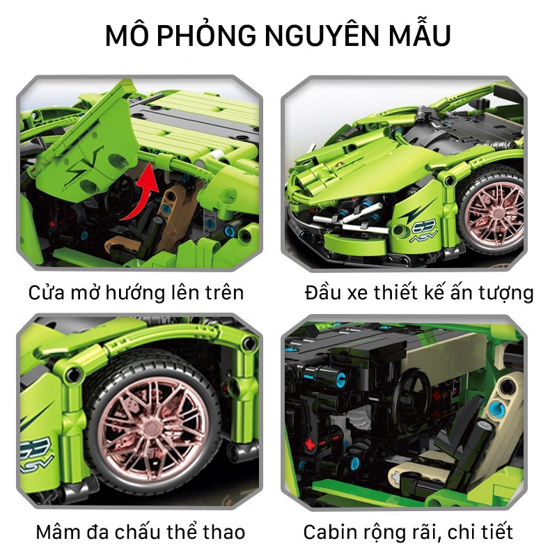 Bộ đồ chơi lắp ráp logo xe đua Lamboghini oAventardo siêu xe logo xếp hình ô tô thể thao cho bé