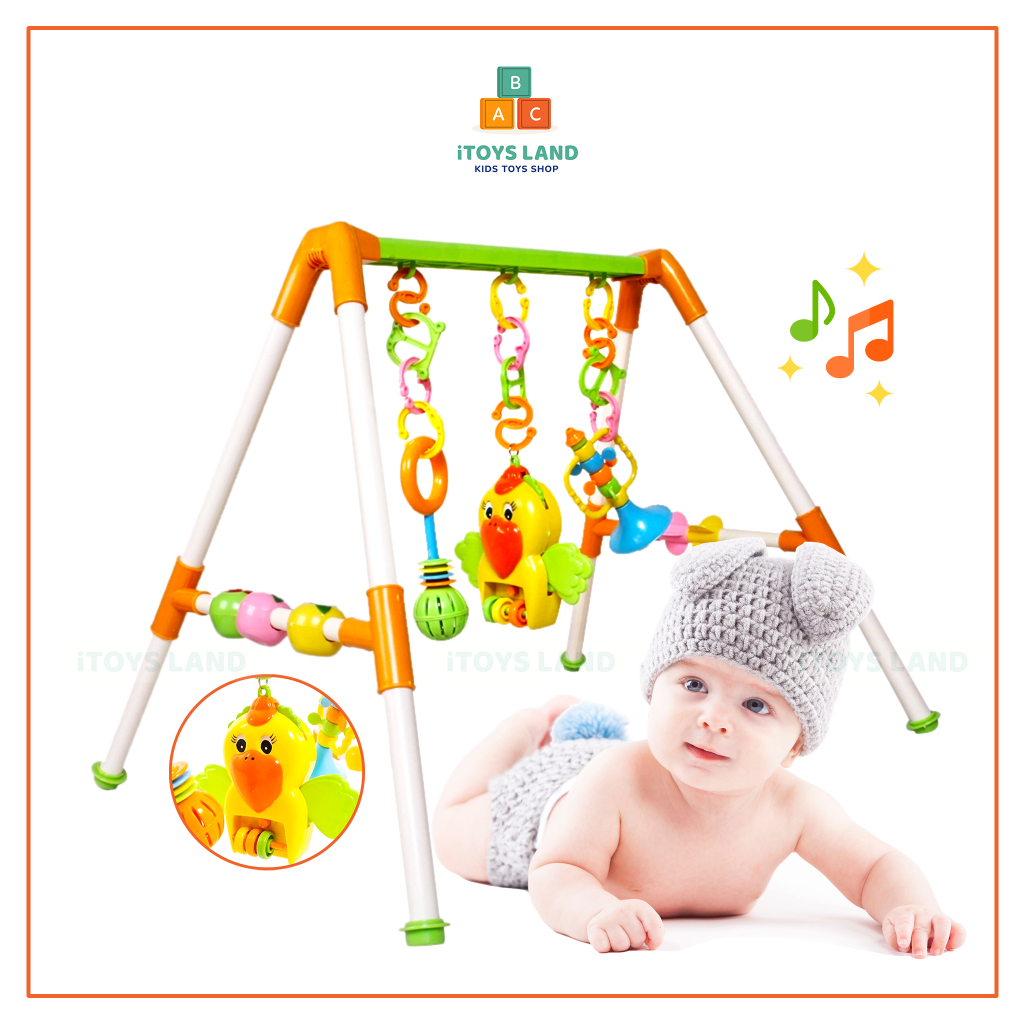 Kệ chữ A có nhạc hình con vẹt cho bé, đồ chơi kệ chữ A cho trẻ sơ sinh loại tốt