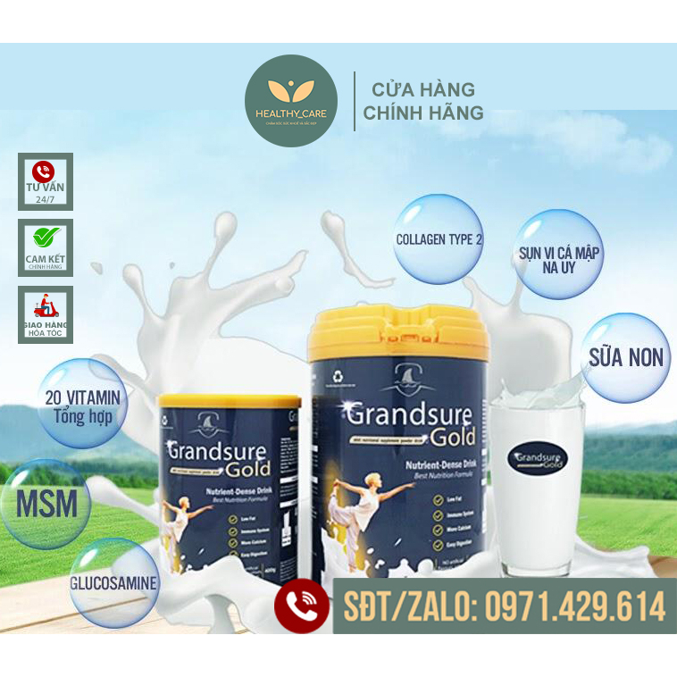 Sữa non xương khớp GRANDSURE GOLD lon 400G  - chống loãng xương - chuyên biệt về xương khớp