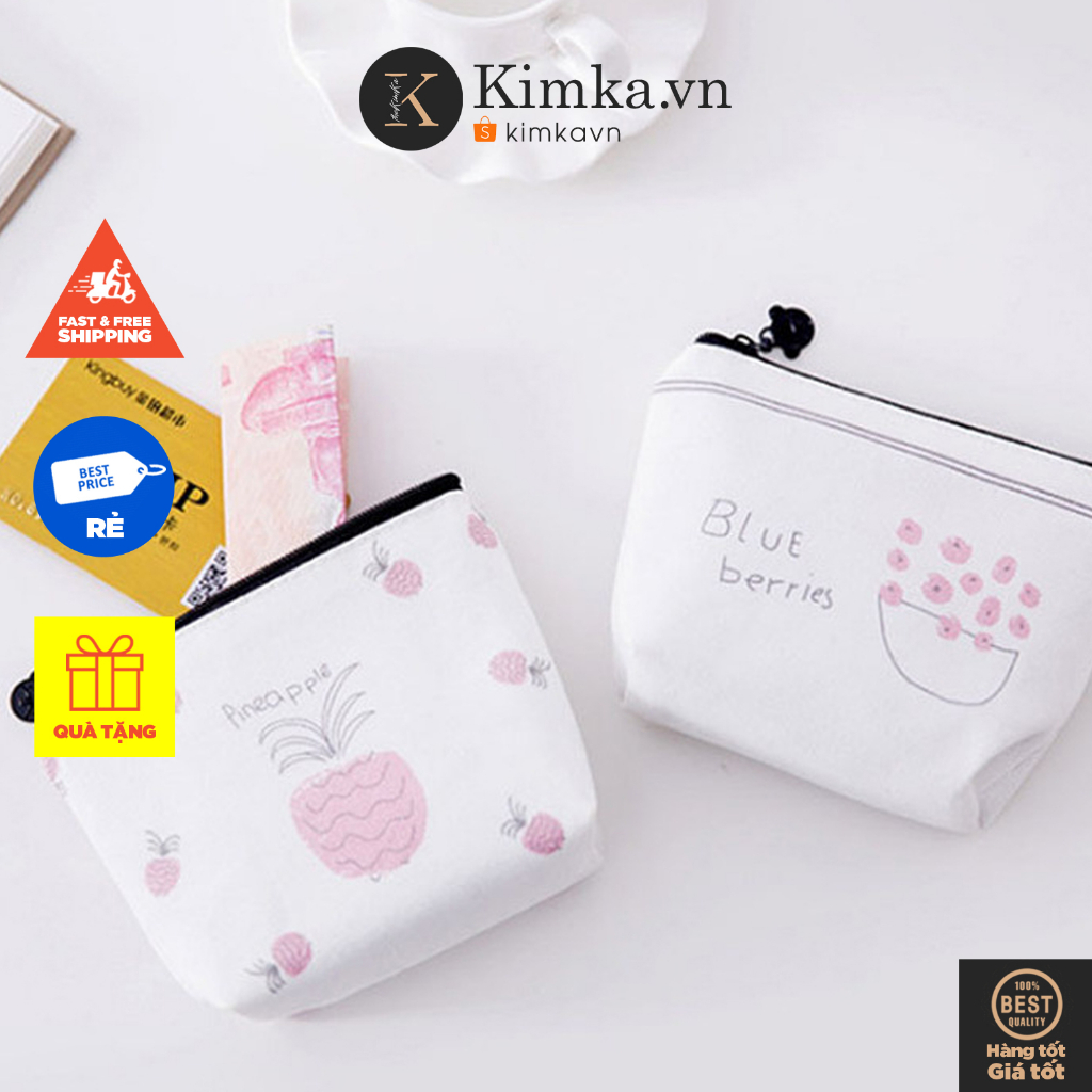 (317) Ví Bóp Nhỏ Đựng Đồ Cá Nhân Vải Canvas Hình Trái Cây Dễ Thương