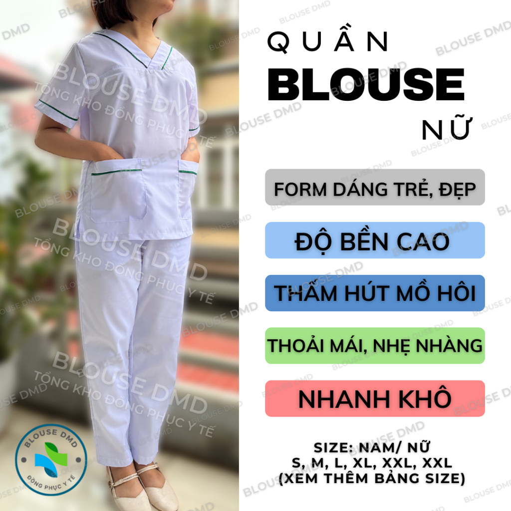 Quần Blouse trắng Bác Sĩ, Y Tá, Dược Sĩ, Điều Dưỡng, Kỹ Thuật Viên, Sinh Viên Y Khoa Nam Nữ có túi hàng đẹp