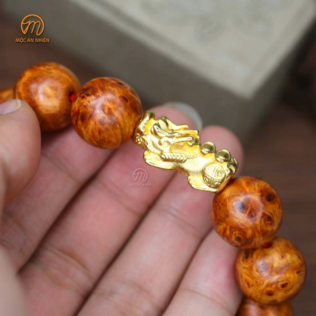 Charm TÌ HƯU bằng đồng thau đúc nguyên khối mạ vàng hàng kĩ đẹp, bền lâu, tì hưu xâu vòng tay TẶNG dây xâu