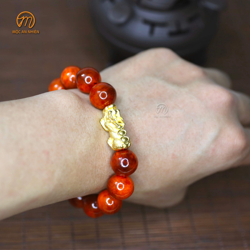 Charm TÌ HƯU bằng đồng thau đúc nguyên khối mạ vàng hàng kĩ đẹp, bền lâu, tì hưu xâu vòng tay TẶNG dây xâu