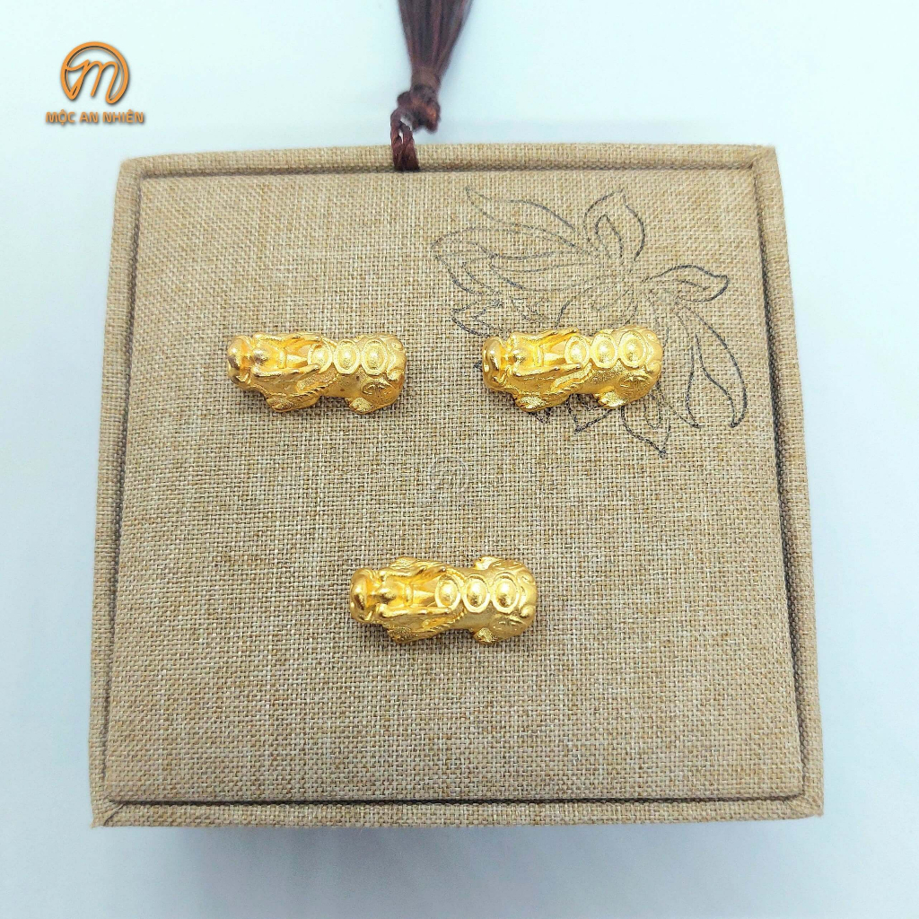 Charm TÌ HƯU bằng đồng thau đúc nguyên khối mạ vàng hàng kĩ đẹp, bền lâu, tì hưu xâu vòng tay TẶNG dây xâu