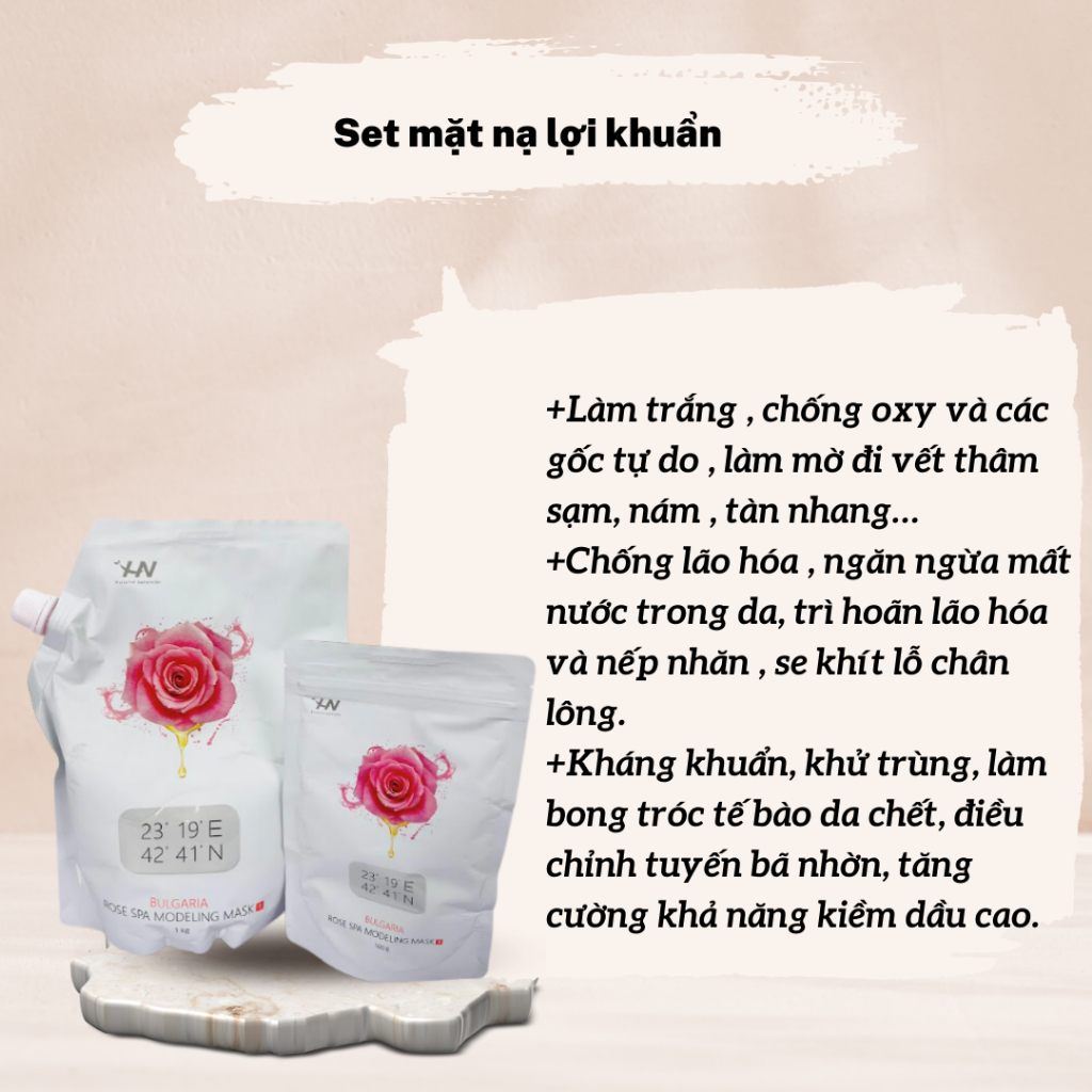 Mặt nạ Bulgaria Rose Spa Modeling 1kg, dưỡng trắng, cấp ẩm, căng bóng HÂN KOREA