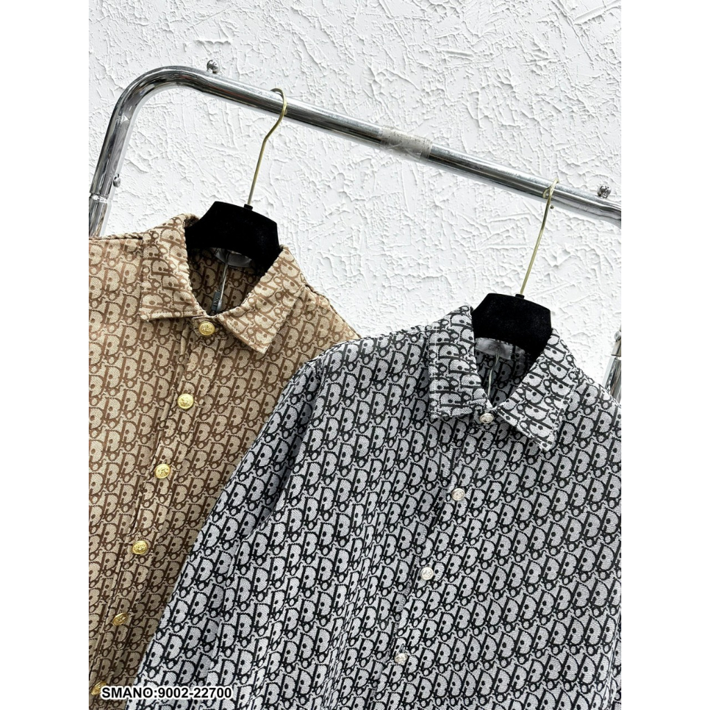 Áo sơ mi nam di.or dài tay hoạ tiết monogram 2 màu cao cấp - Sơ mi nam D.io.r hoạ tiết monogram sang trọng