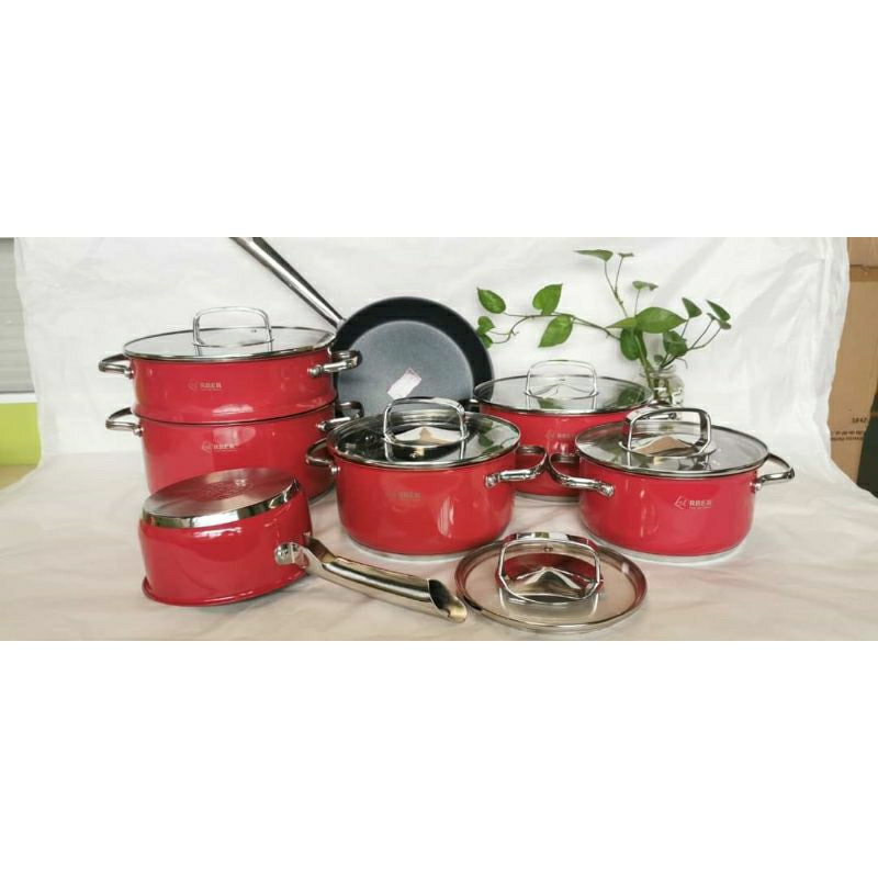 Bộ nồi Cao cấp ARBER  GARNET 7 món kèm xửng hấp hàng chính hãng bảo hành 12 tháng
