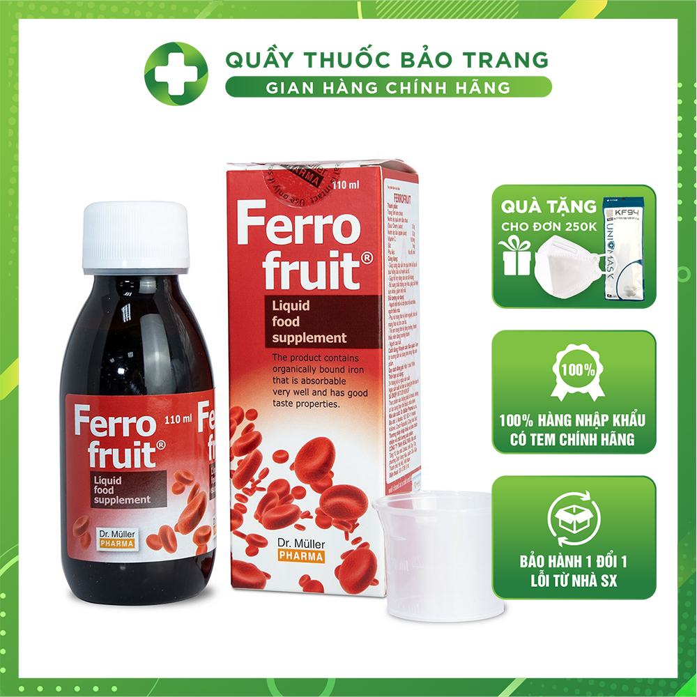 Siro sắt Ferro Fruit Dr.Muler 110ml vị trái cây bổ máu cho mẹ, bé và phụ nữ trong kỳ kinh