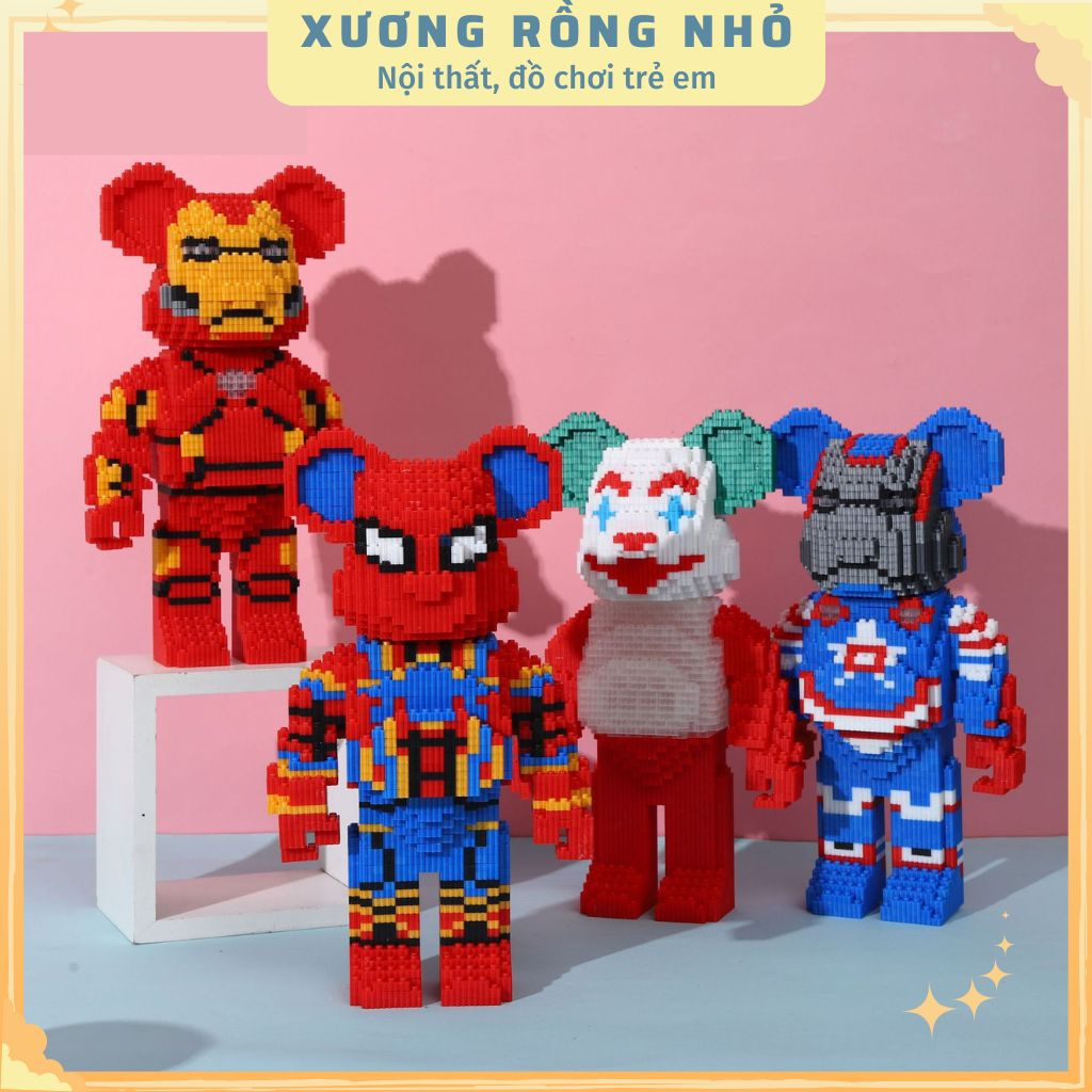 Mô hình Lego lắp ráp Bearbric size lớn - Lego 3d Gấu Bearbrick Big Size trang trí decor phòng