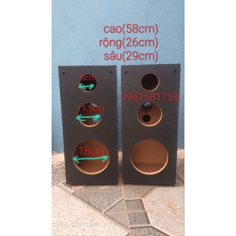 Vỏ Thùng Loa Bass 20 - Lắp Cho 1 Bass, 1 Trung, 1 Treble - Gía 1 đôi - Tặng Kèm Bông Tiêu Âm