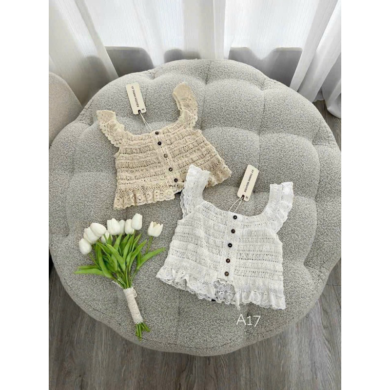 Áo ren viền bèo form croptop hàng QC!