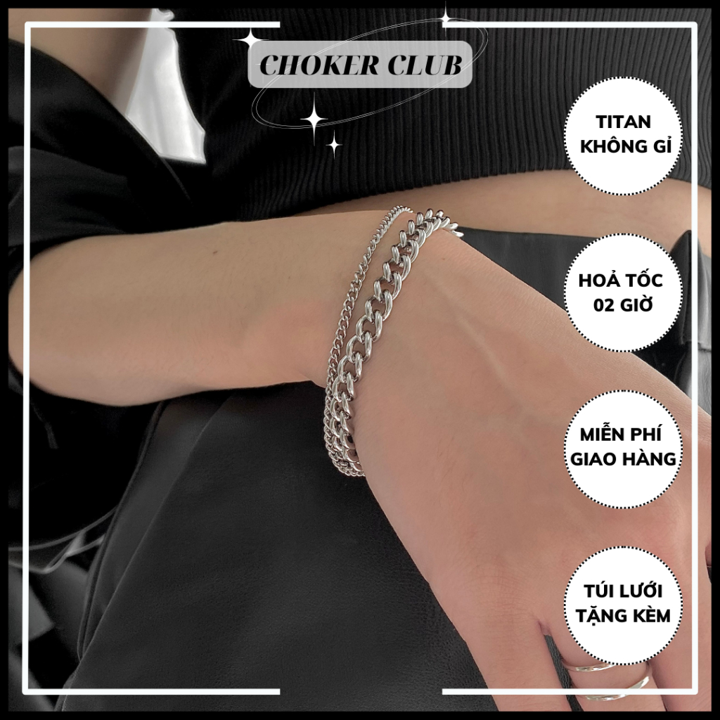 Vòng tay dây xích đôi basic unisex nam nữ B015 Choker Club