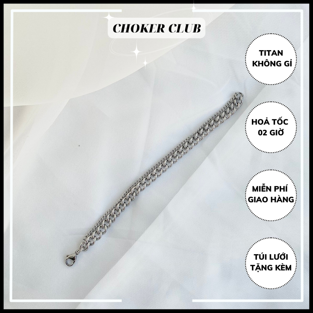 Vòng tay dây xích đôi basic unisex nam nữ B015 Choker Club